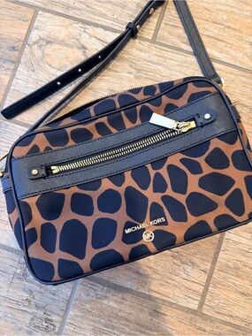 Michael Kors Black & Brown Giraffe Print Belt Bag